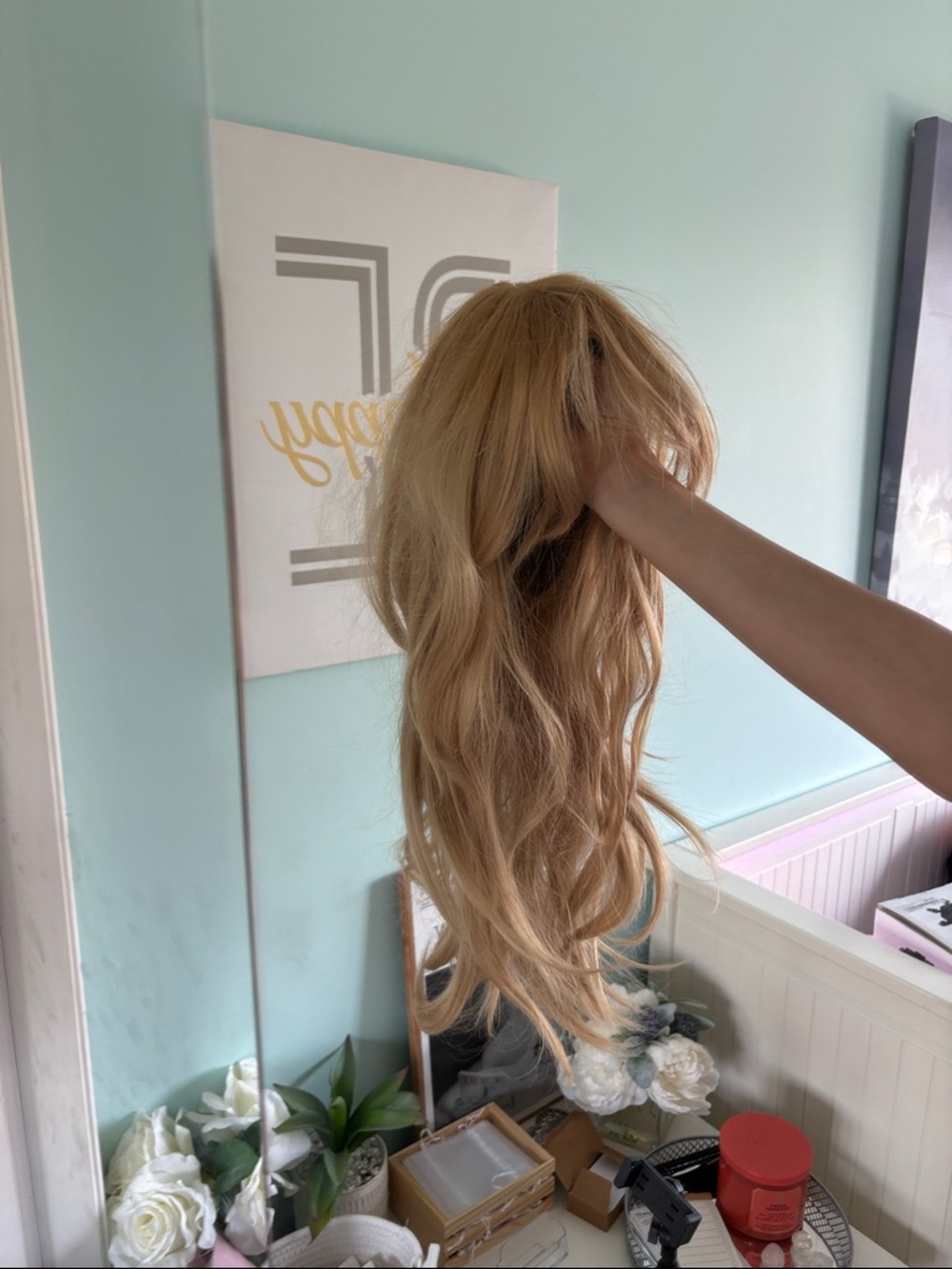 Synthetic Long Layered Wig in Light Blonde - Unbranded